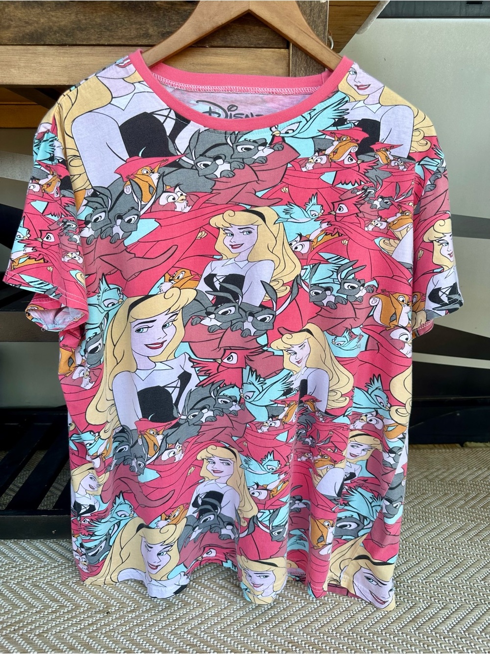 Disney Pink Aurora Allover Print Short Sleeve Tee